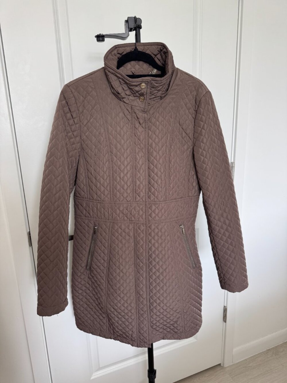 Ivanka Trump Taupe Quilted Winter Coat Jacket Size M